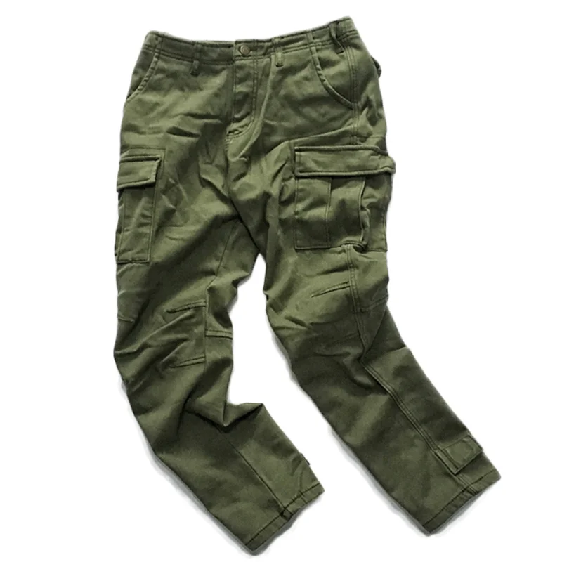 Thickened Fleece Closed Motorcycle Big Pocket Camouflage Trousers