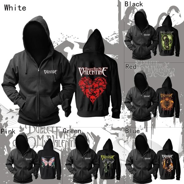 6 Designs Bullet for My Valentine Rock Hoodies Punk Heavy Metal Zipper Sweatshirt - Life is Beautiful for You - SheChoic