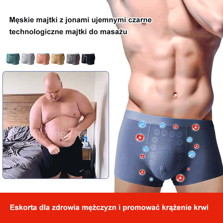 Męskie majtki masujące Negative Ion Black Technology.