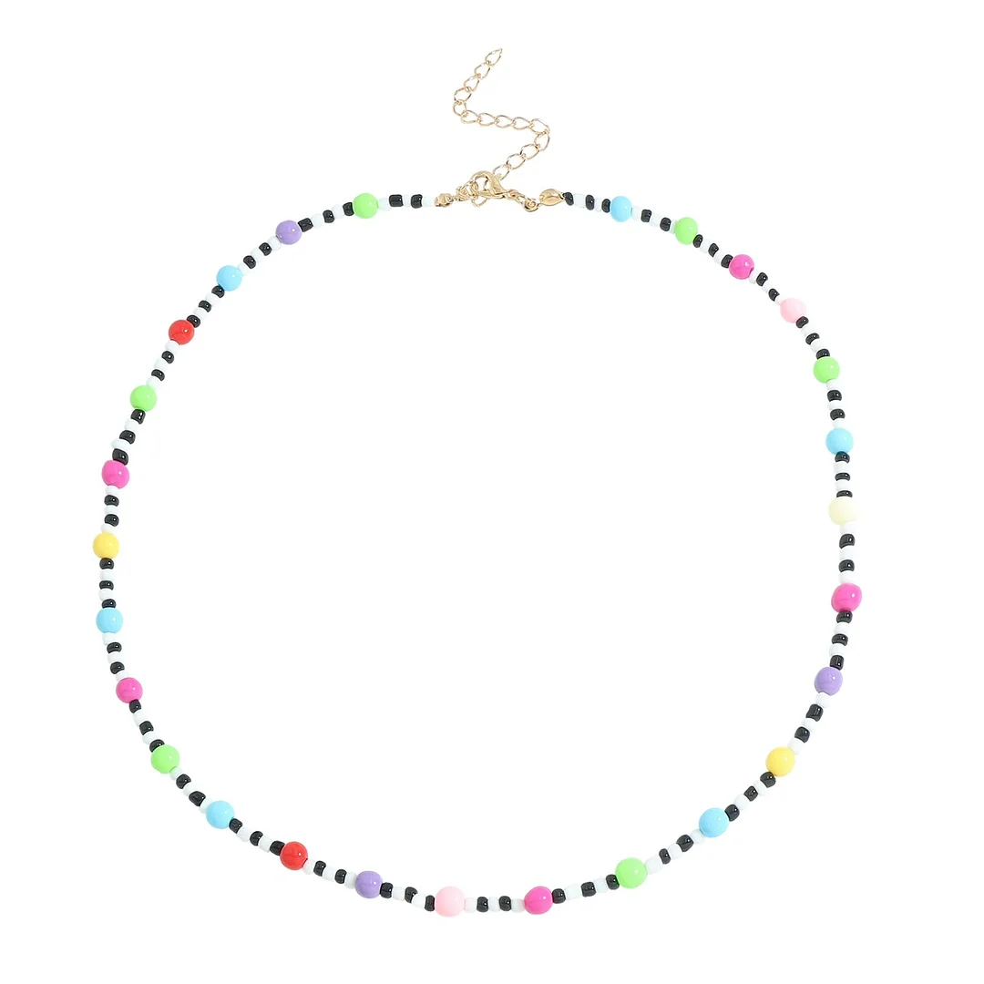 Dvacaman Bohemian Colorful Daisy Flowers Beaded Choker Necklace Korean Cute Statement Clavicle Necklace for Women Summer Jewelry