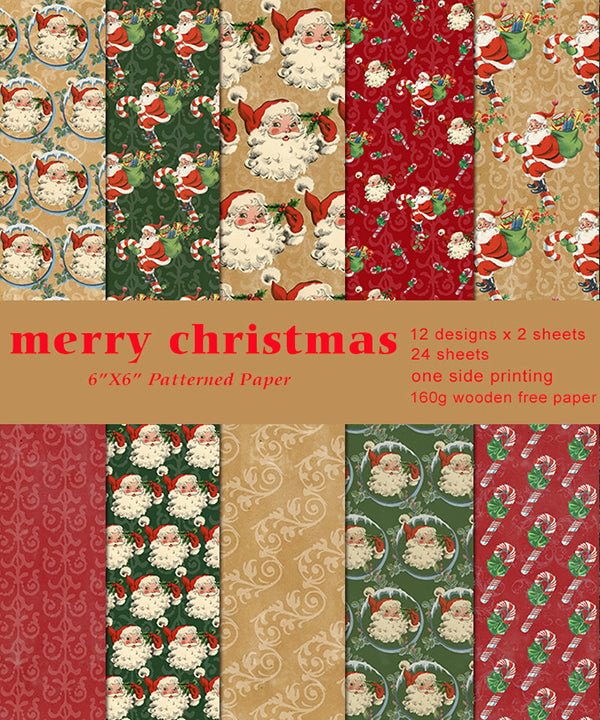 24 Sheets Merry Christmas 160 GSM Heavyweight Cardstock Paper Pad