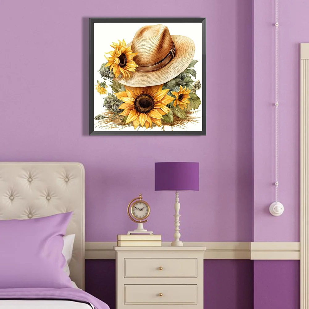 Full Round Diamond Painting 40*40cm - Sunflower Straw Hat