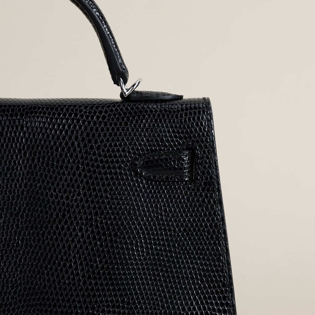 Mini Kelly II  Lizard CK89 Noir PHW