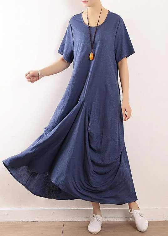 Women blue linen Soft Surroundings Casual design big hem Traveling summer Dress