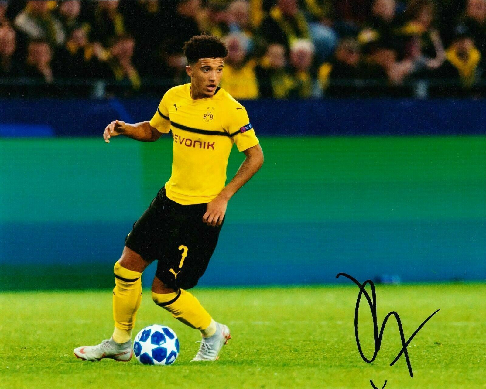 Jadon Sancho Signed 10X8 Photo Poster painting Borussia Dortmund AFTAL COA (1233)