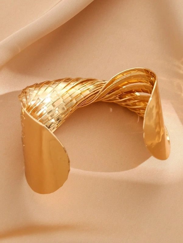 Retro Roman Style Solid Color Copper Bangle