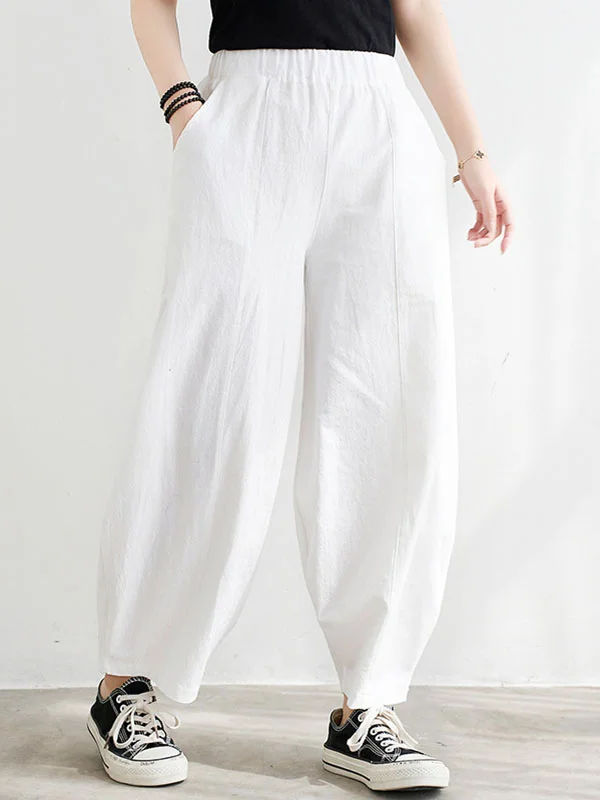 Wide Leg Roomy Elasticity Pure Color Casual Pants Bottoms