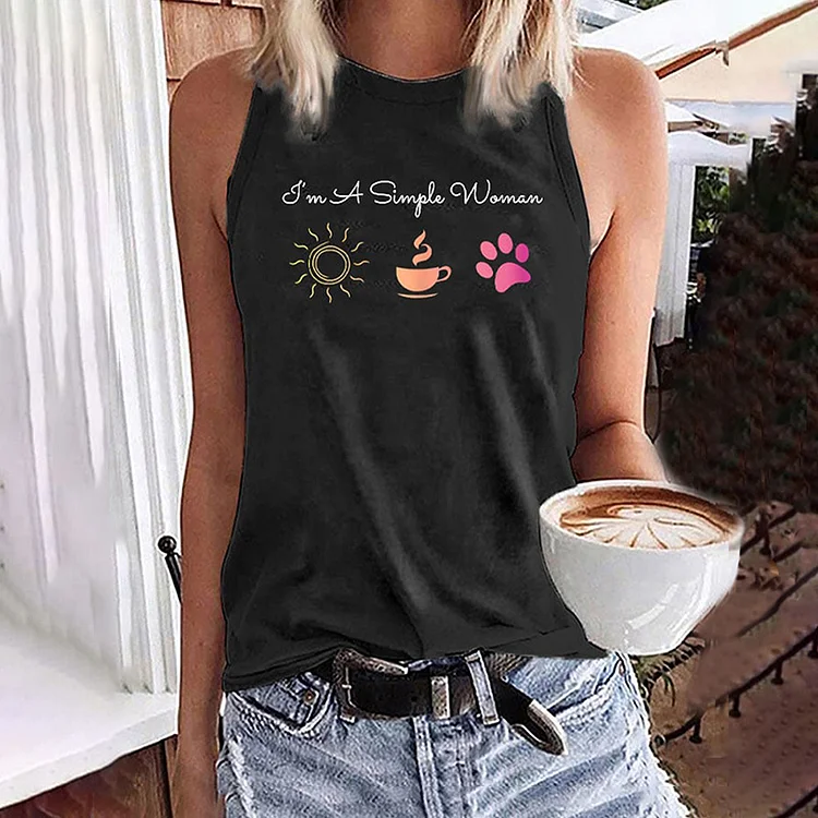 I'm A Simple Woman Sunshine Coffee Paw Dog Tank Top