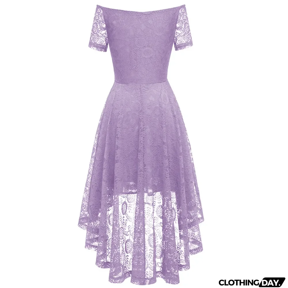 Women Sexy Elegant Off Shoulder lace Short Sleeve Mermaid Dress