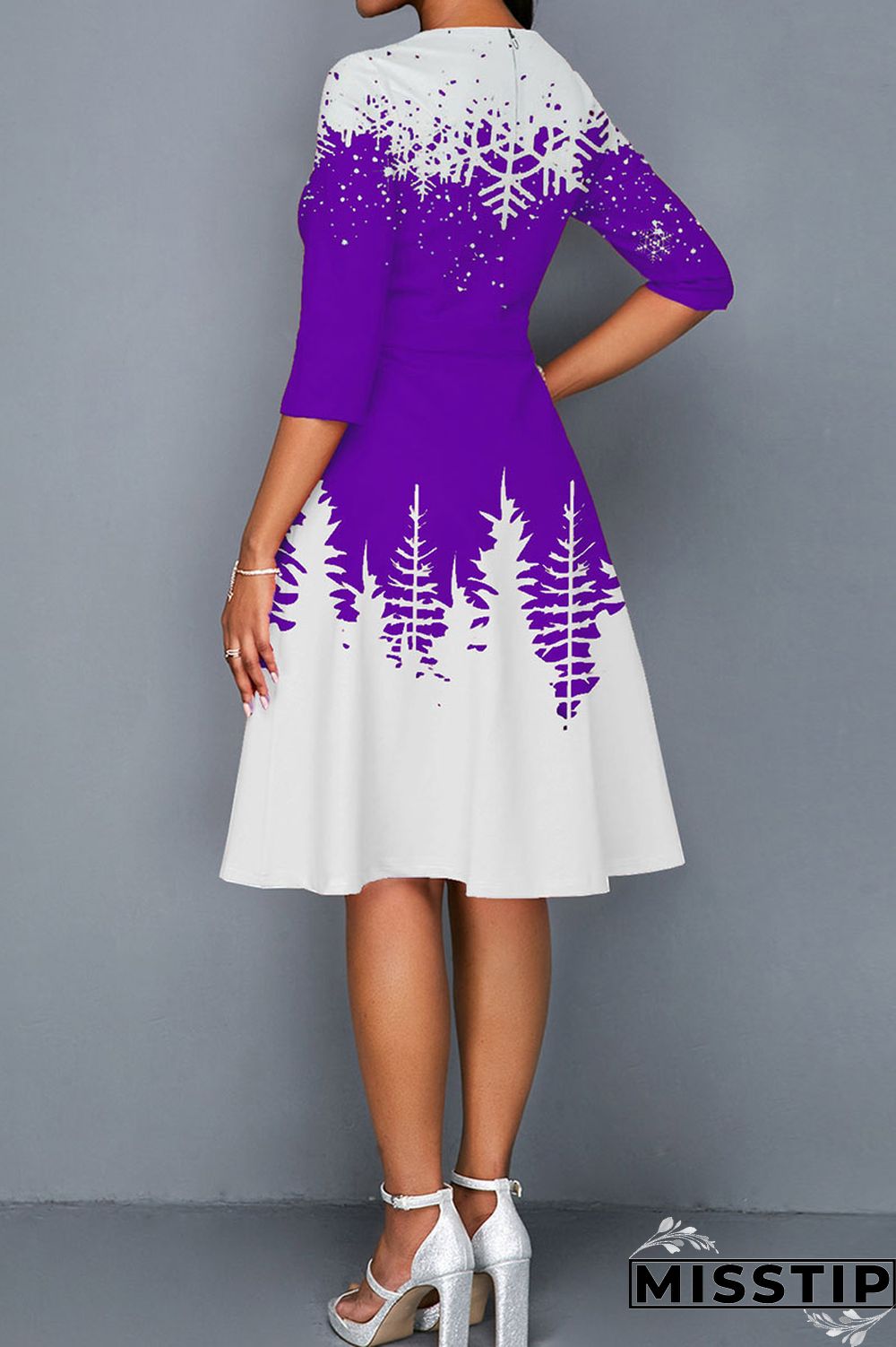 Blue Casual Print Patchwork O Neck A Line Dresses