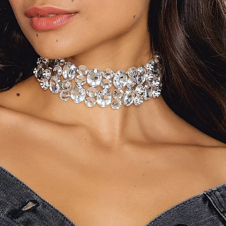Hollow Jeweled All-match Rhinestone Necklace