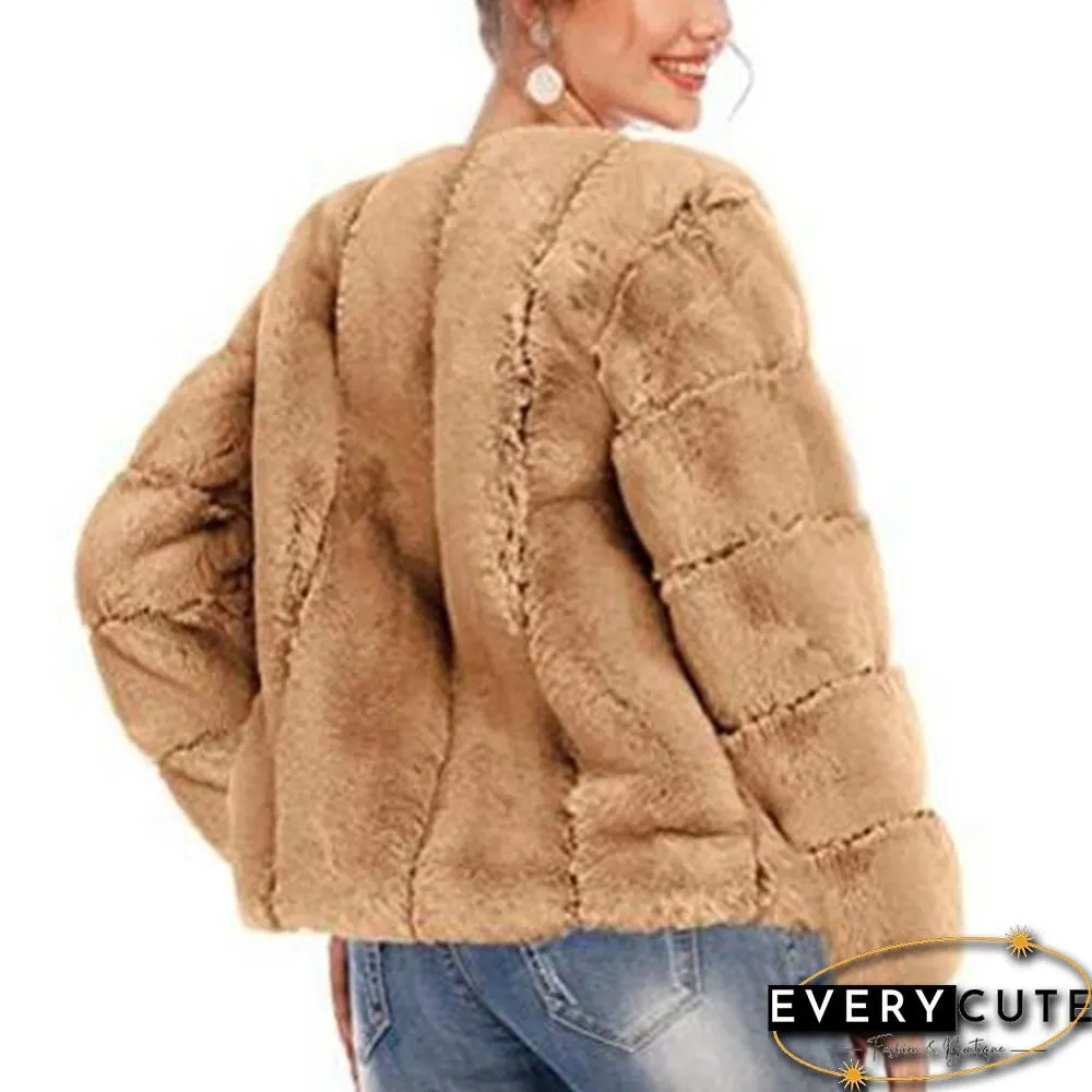 Womens Fall Winter Luxury Faux Fur Coat Elegant Furry Thick Warm Jacket Party Cardigan