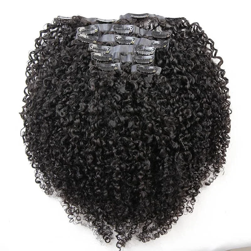 Water Wave Seamless PU Clip In Human Hair Extensions Natural Color Full Head High Quality Hair Bundles