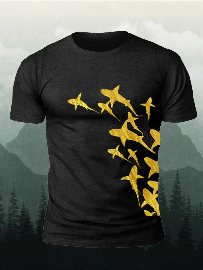 Men's Golden Shark Group Short-Sleeved Shirt in  mildstyles