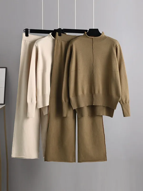 Half Snap Turtleneck Top and Pants Active Set