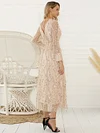 Fringed Sequined See-Through V-neck Maxi Dress