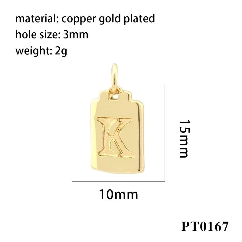 Minimalist Letter Copper Plating 18k Gold Plated Charms