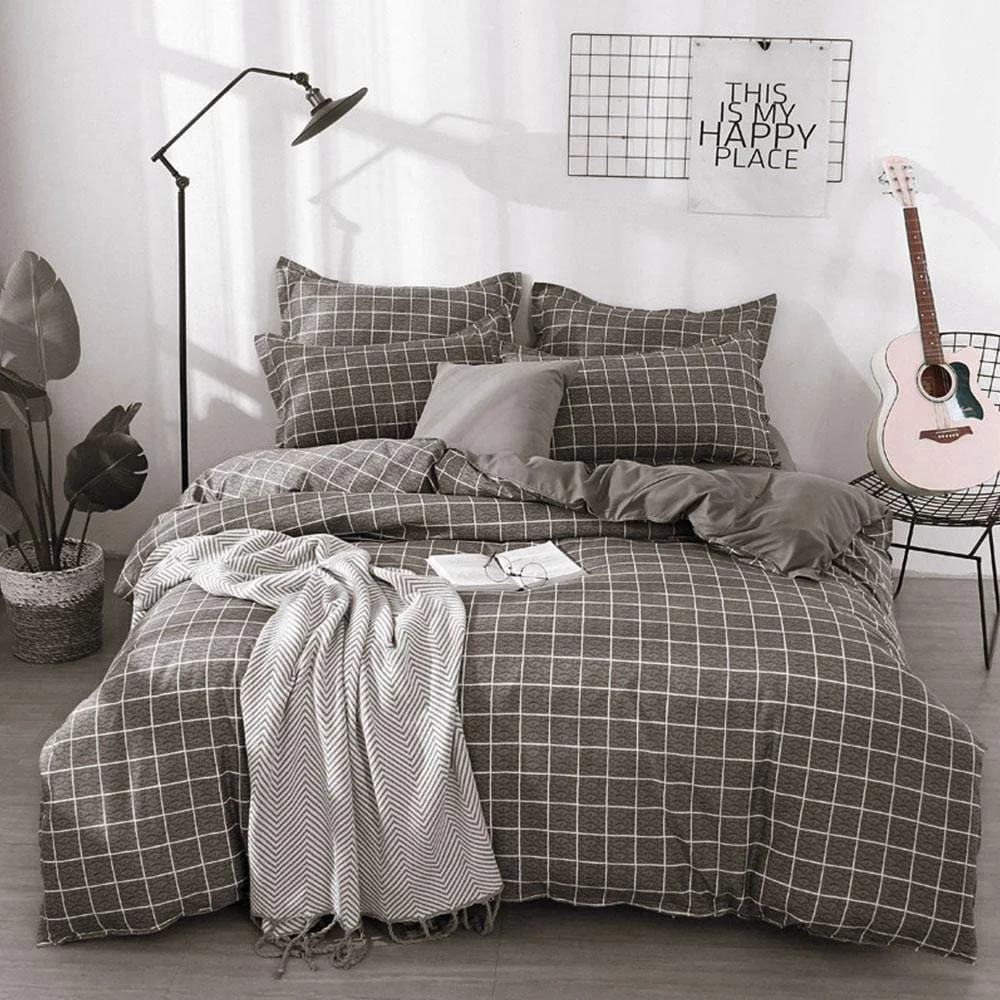 Fine Plaid Duvet Cover Set