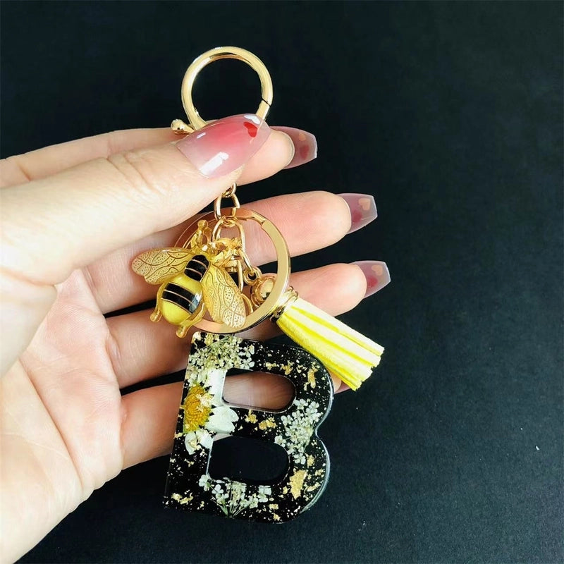 Minimalist Classic Style Letter Bee Resin Unisex Bag Pendant Keychain