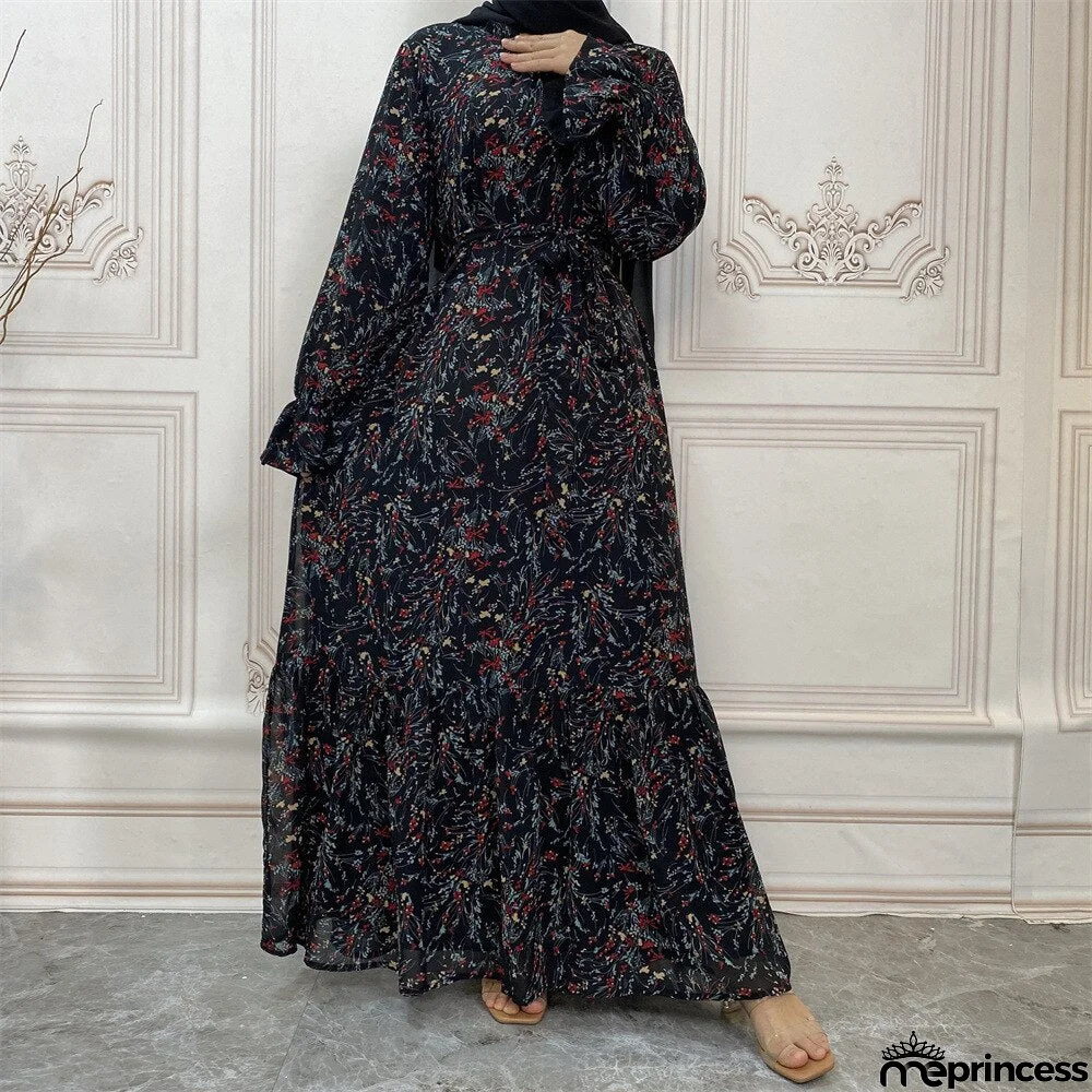 Women's Arabian O-Neck Polyester Full Sleeves Casual Wear Abayas