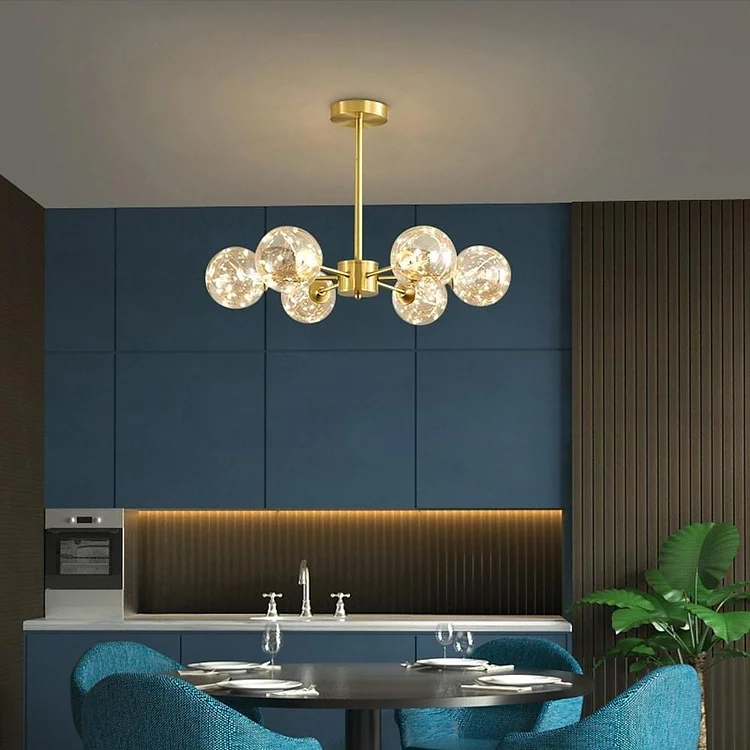 6-light LED Glass Gold Modern Chandelier Kitchen Pendant Lighting - Appledas