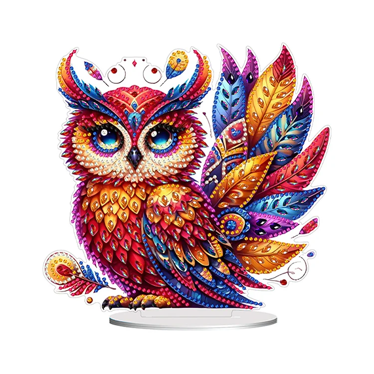 【Ornament】Acrylic Owl Table Top Diamond Painting Ornament Kits Desktop Diamond Art Kits gbfke