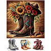 Bottes de cow-boy - peinture au diamant rond - 40 * 40cm