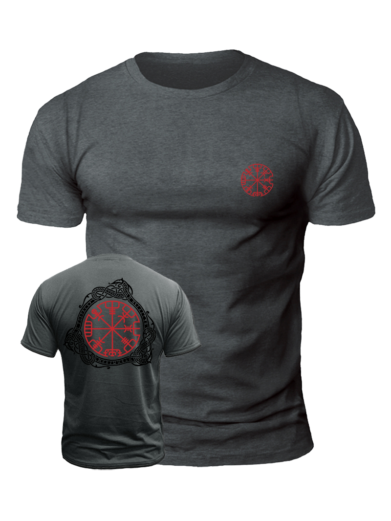 Men's Viking Rune Print Casual Short Sleeve T-shirt
