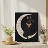 (30x40cm)DIY Pearl Painting Framed Moon Black Cat Handmade Pearl Material Art Kit Living Room Decor
