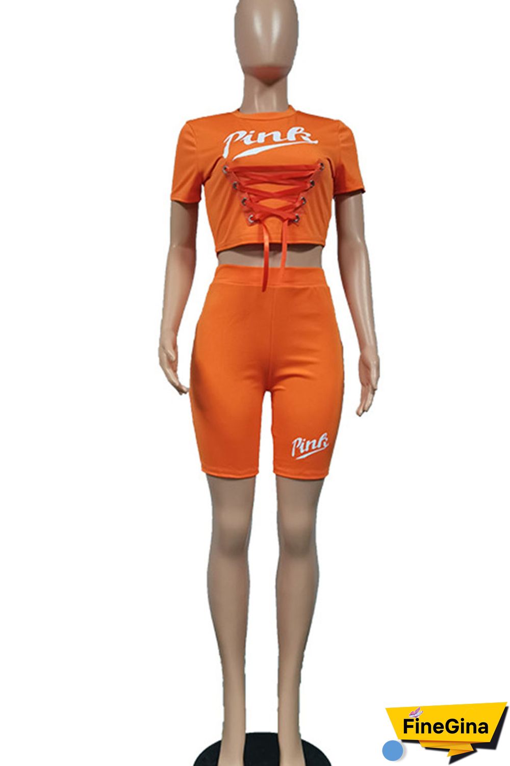 Black Casual Sportswear Print Bandage Patchwork O Neck Short Sleeve Two Pieces