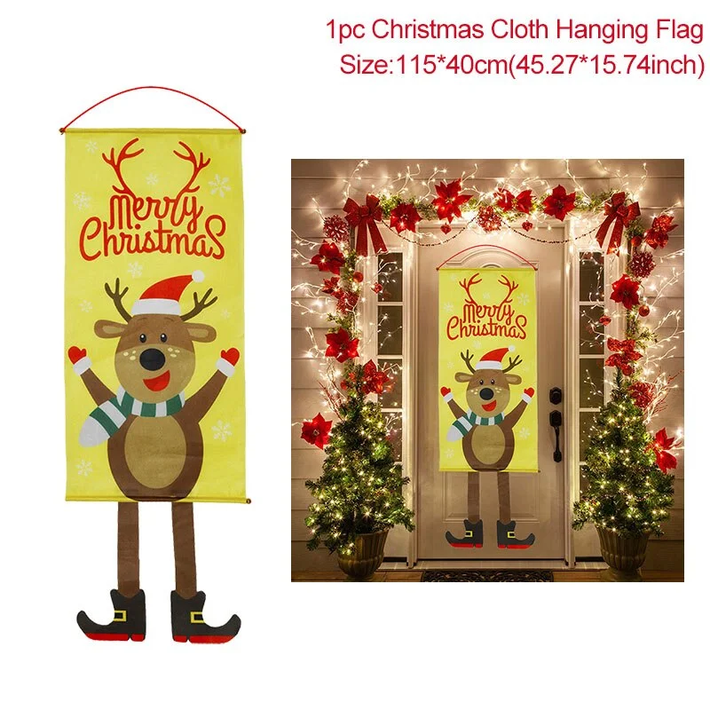 Merry Christmas Porch Door Banner Hanging Ornament Christmas Decoration For Home Xmas Navidad 2022 Happy New Year 2023