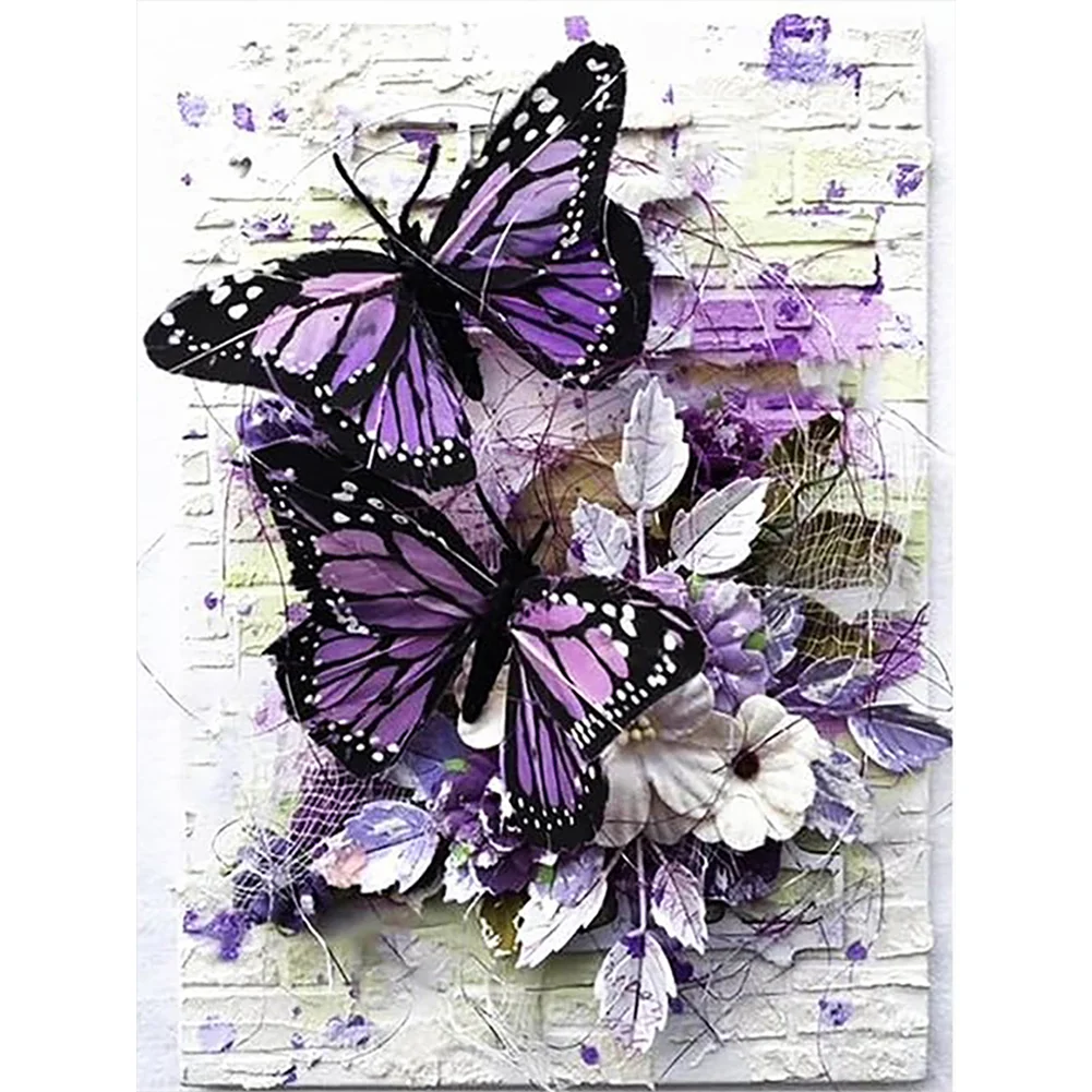 4pcs Diamond Painting - Full Round Drill - Butterfly(Canvas|30*40cm)