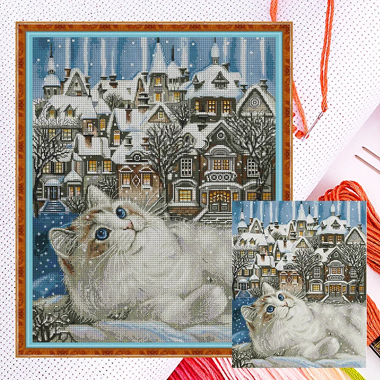 『Joy Sunday』Cat - 14CT Counted Eco-Friendly Cotton Thread Cross Stitch(47*57cm)(Backstitch)