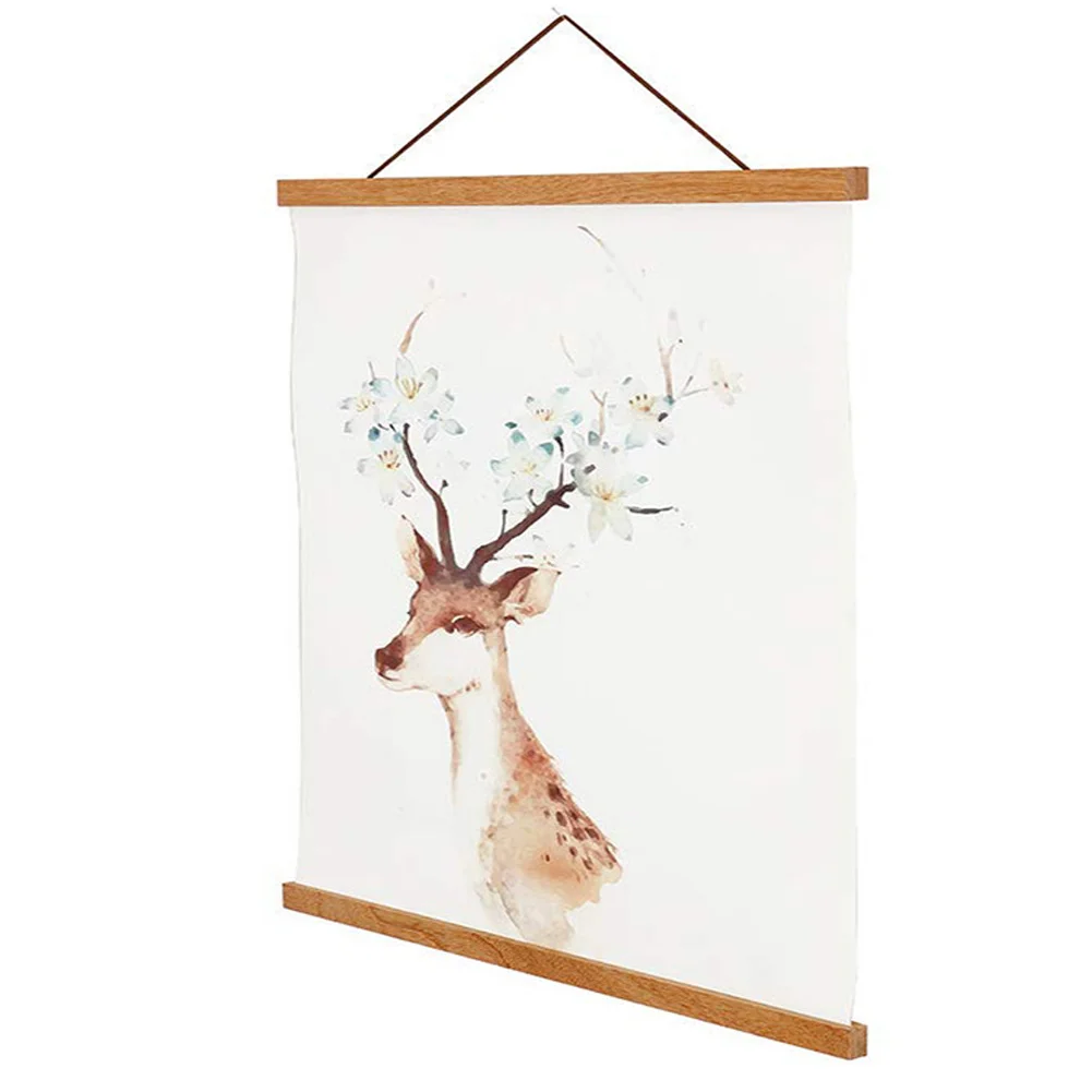 Magnetic Wooden Photo Frame Scroll Picture Poster Hanger Room Decor