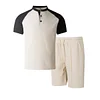 Men's Casual Color-Block Waffle-Knit Short-Sleeve T-Shirt & Shorts Two-Piece Set by Inlyline