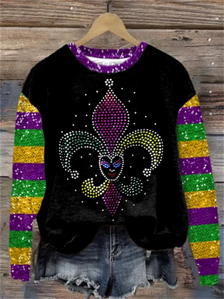 VChics Women's Mardi Gras Crawfish Print Sweatshirt