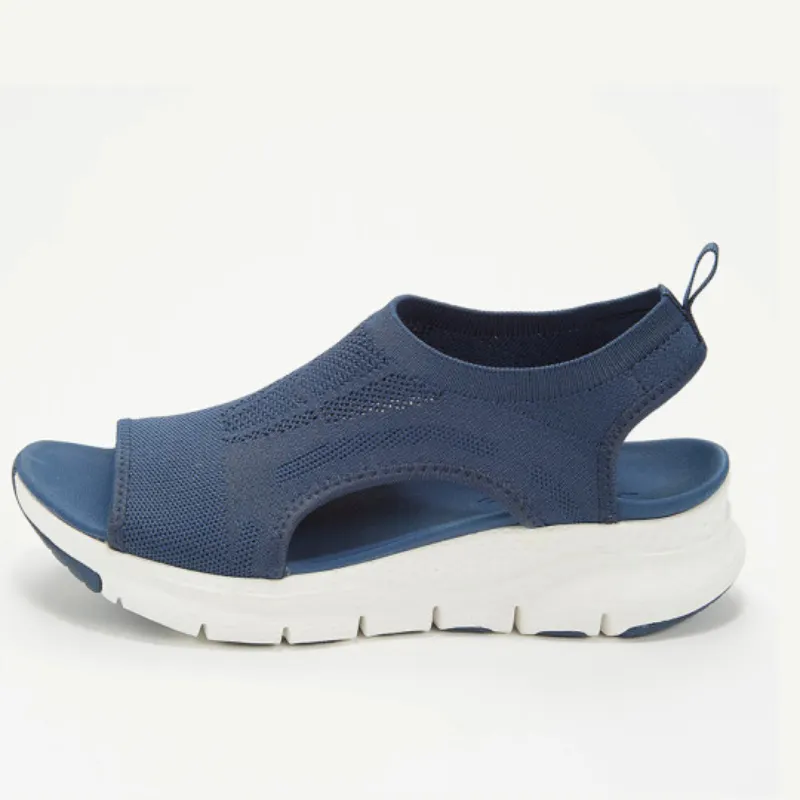 Qengg New Women's Casual Shoes Light Comfort Platform Wedge Beach Sandals Fly Woven Mesh Fish Mouth Open Toe Slippers Zapatos Nina