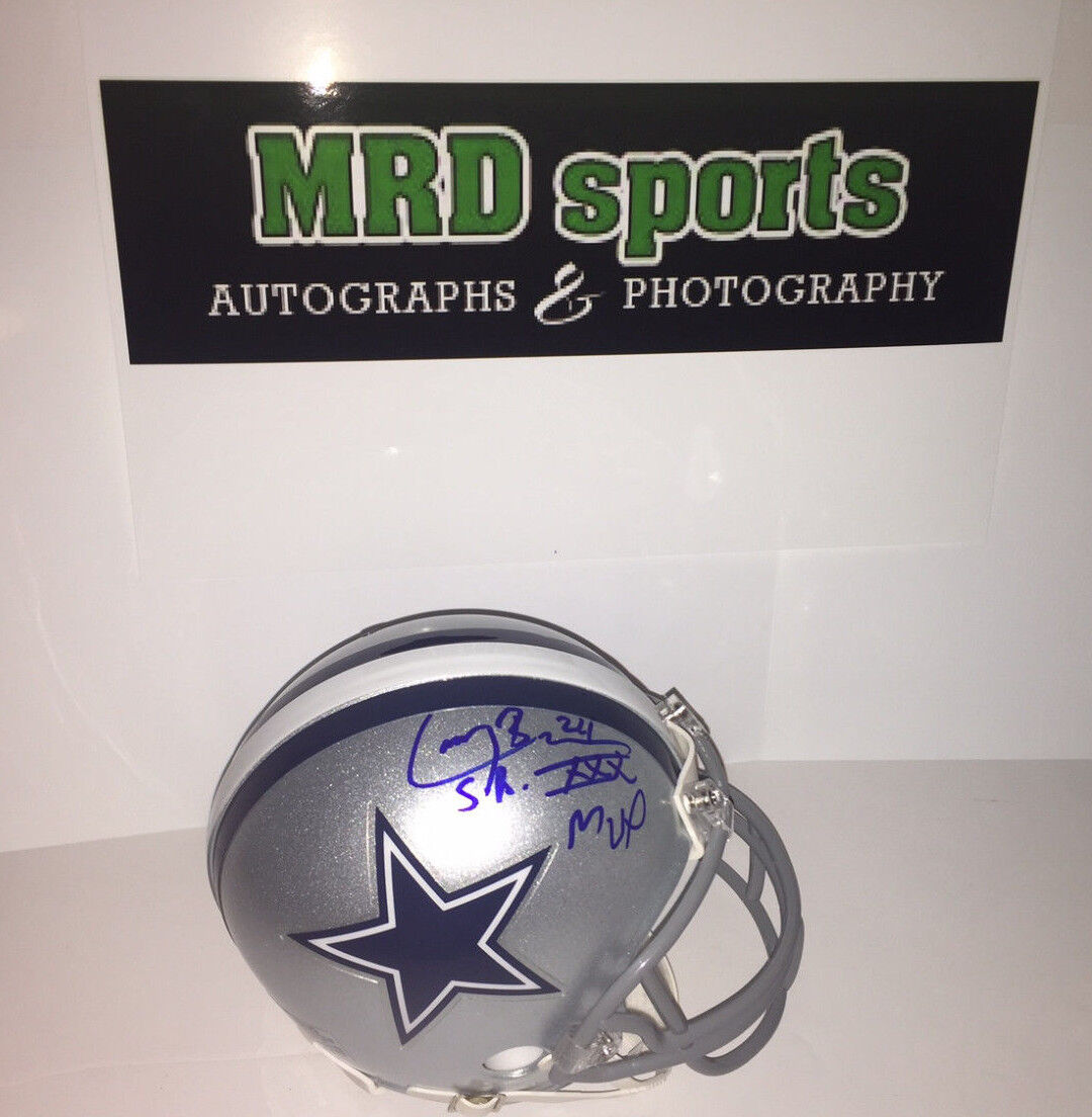 Larry Brown Dallas Cowboys signed autograph NFL football mini helmet SBXXX MVP