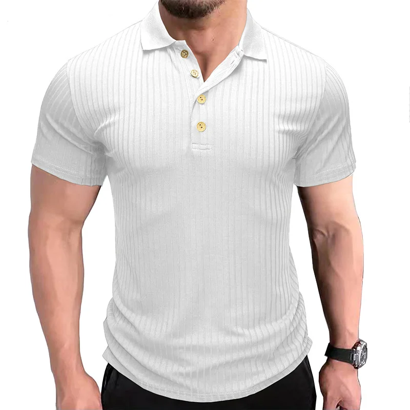 Polo Shirt Collar Short Sleeve Men's Fitness Muscle T-Shirt