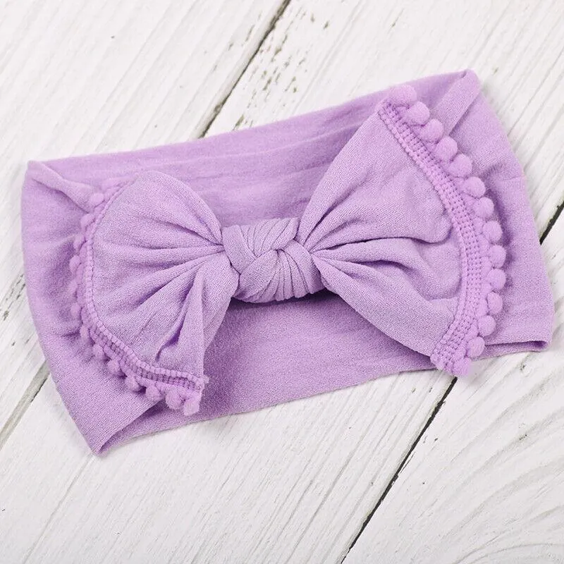 2019 Baby Accessories Kids Girls Baby Toddler Turban Knot Headband Hair Band Tassels Balls Solid Candy Color Headwear