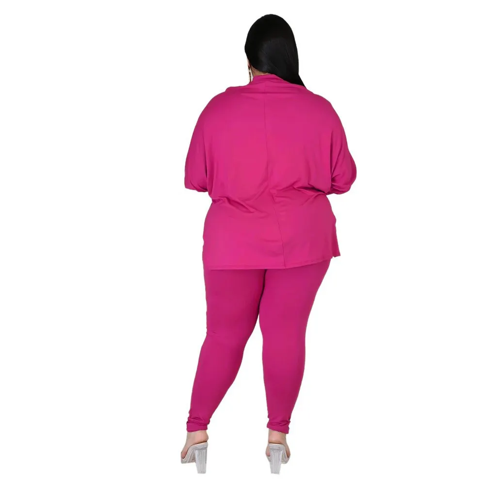 Autumn And Winter High Collar Solid Color Slit Long Sleeve Womens Casual Sports Two Piece