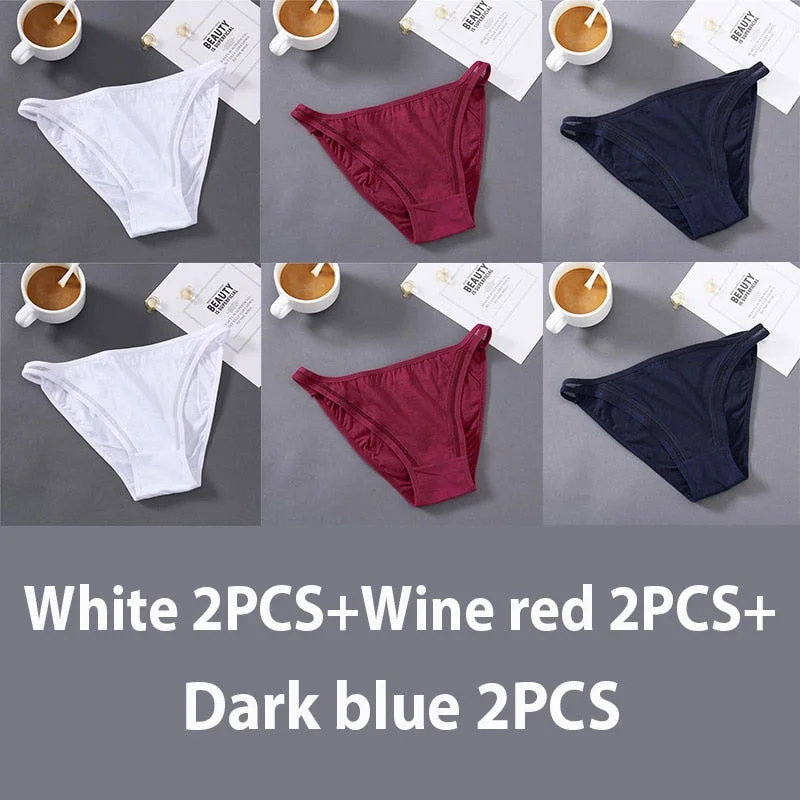 6PCS/Set Sexy Women Panties Hollow Lace Underwear Female Panties Underpants Women Low Rise Lingerie Solid Color Cotton Pantys