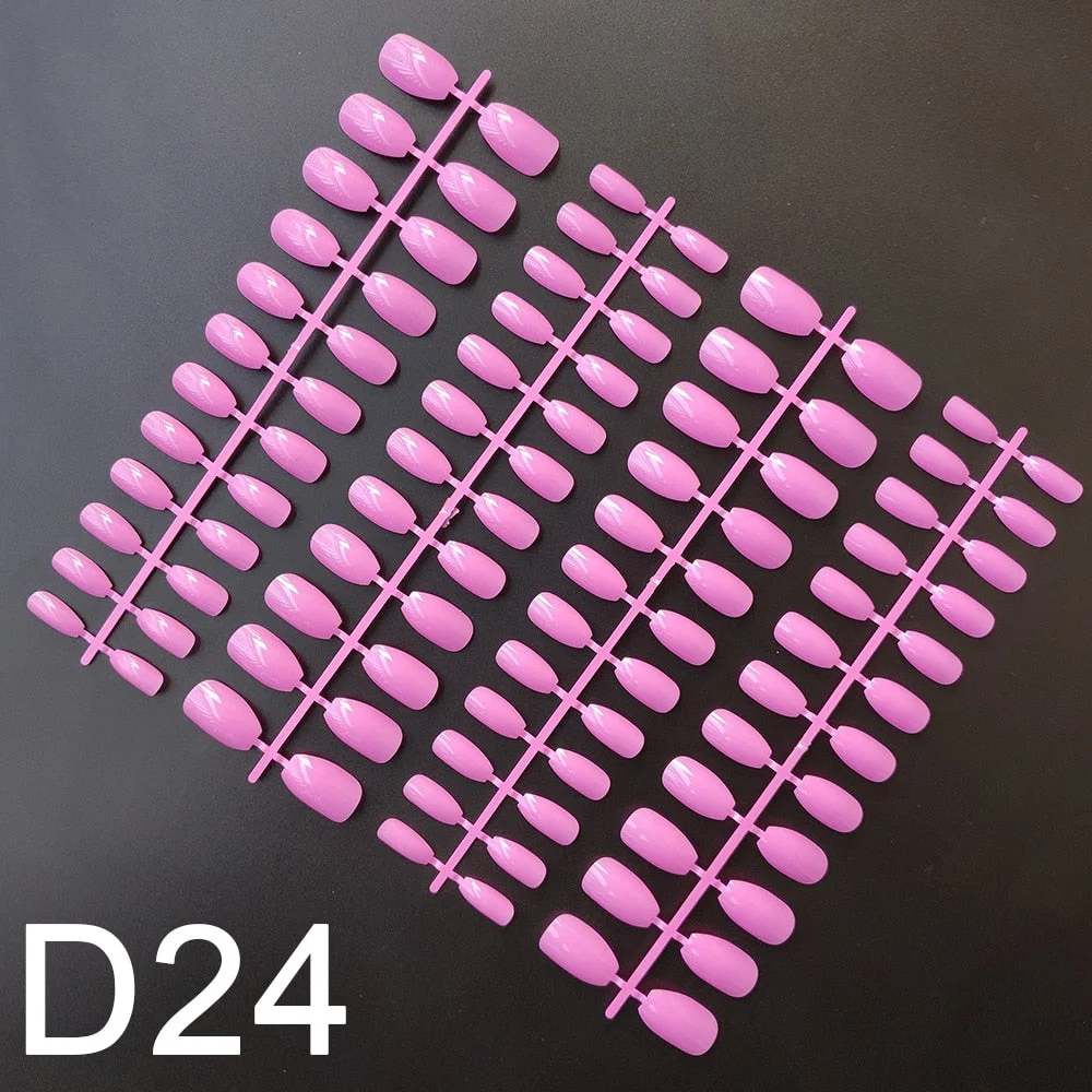 10 Sets Short Coffin Shape False Nail Tips In Same Color 24 Pieces/Set 10 Sizes Press on Fake Nails Manicure Finger Nail Tips-Nail Inspo