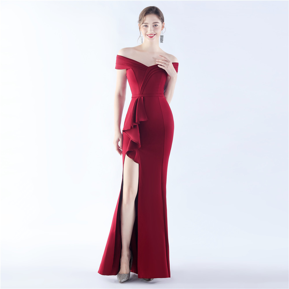 Classic Satin Off Shoulder Long Evening Dress - Elegant & Timeless - Ootddress Classic Satin Off Shoulder Long Evening Dress - Elegant & Timeless - Ootddress