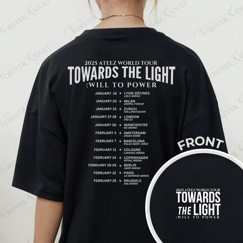 2025 Ateez Towards the Light Will to Power Simple Time Listed T-Shirt