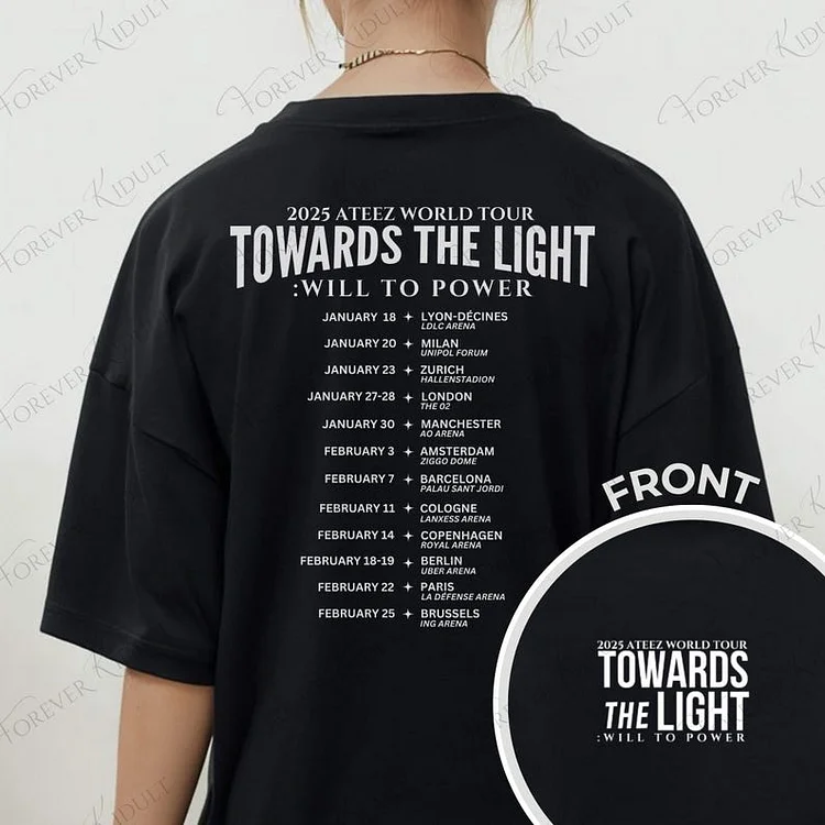 2025 Ateez Towards the Light Will to Power Simple Time Listed T-Shirt officialateezshop