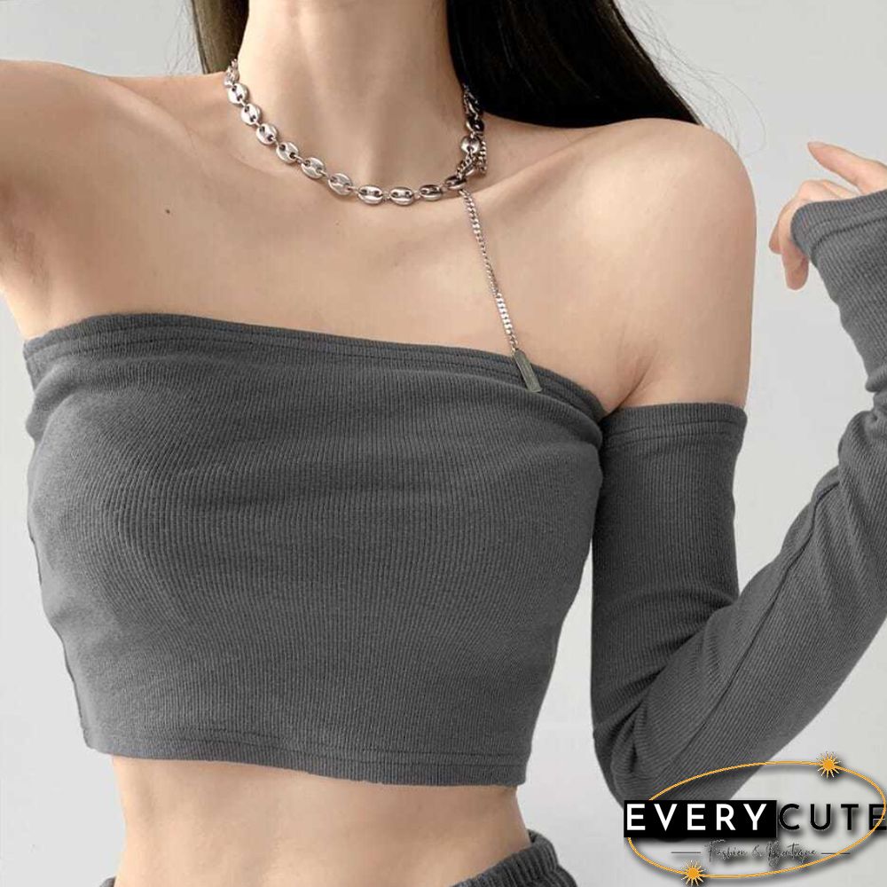 Streetwear Sexy Women Camis Tube Summer Skinny Crop Fashion Harajuku Removable Sleeve Feminine Hip Hop Hot Girls Club Party Jazz