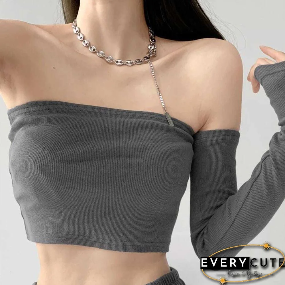 Streetwear Sexy Women Camis Tube Summer Skinny Crop Fashion Harajuku Removable Sleeve Feminine Hip Hop Hot Girls Club Party Jazz