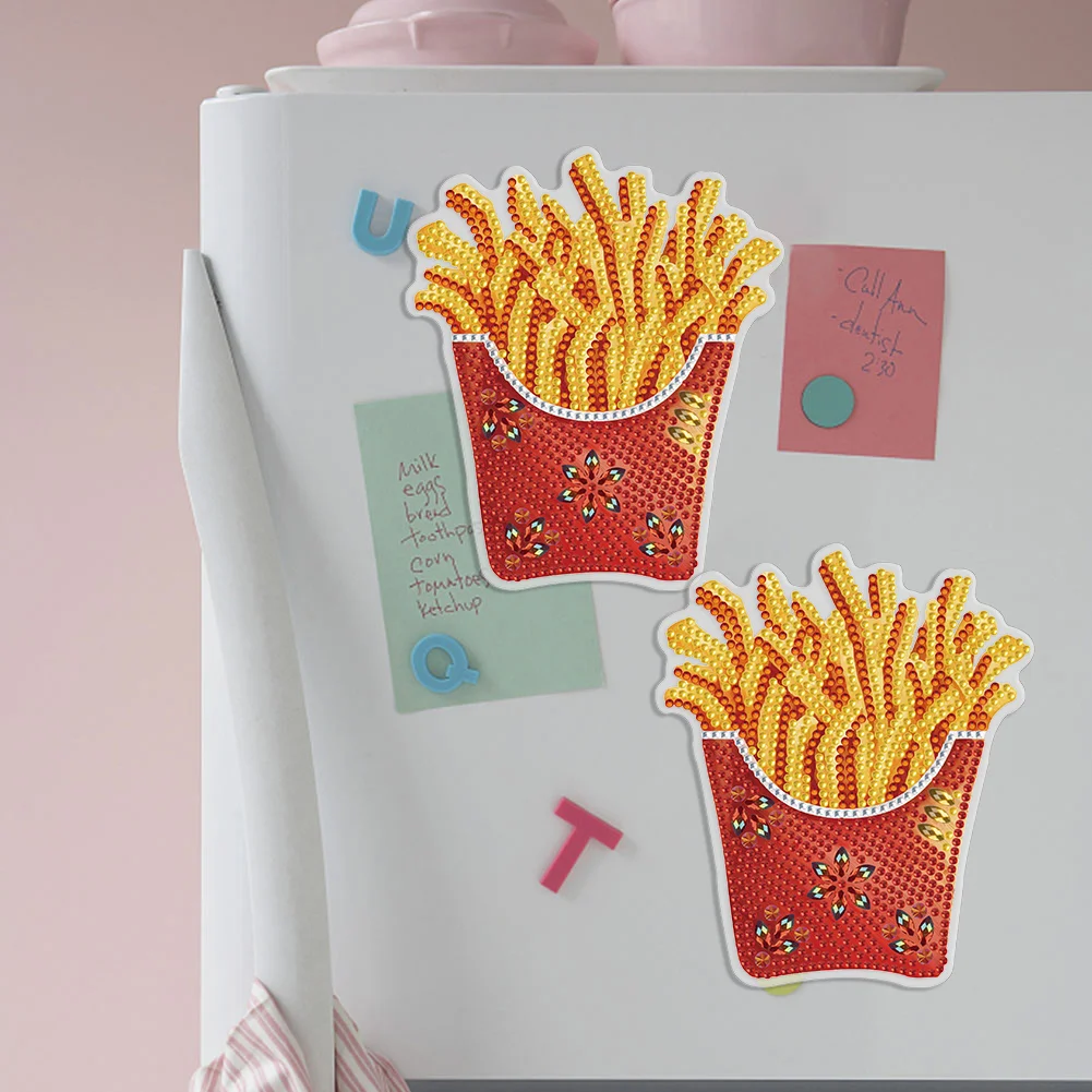 1pcs DIY French Fries Diamond Painting Magnets Refrigerator for Adults Kid Office Car Fridge