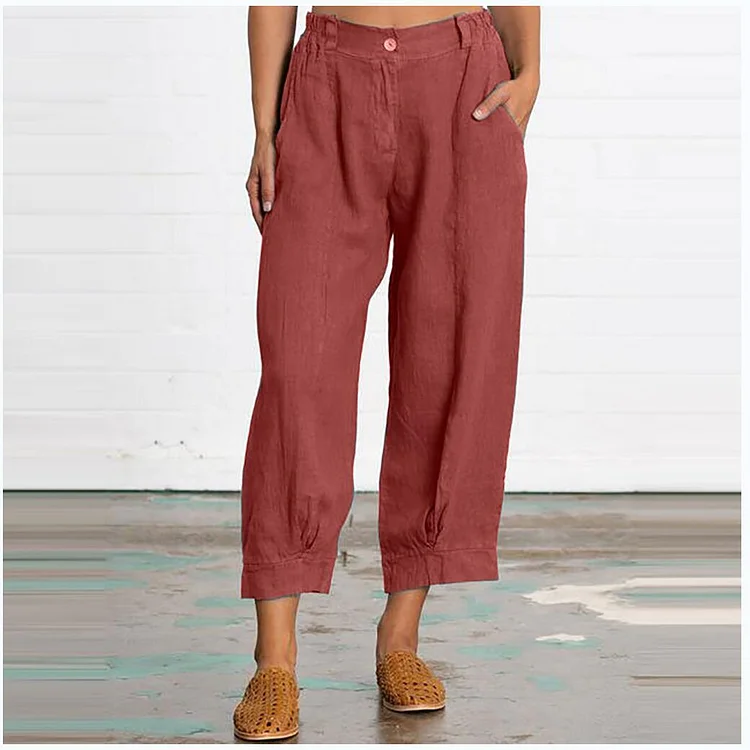 Fashion solid color ninth casual pants